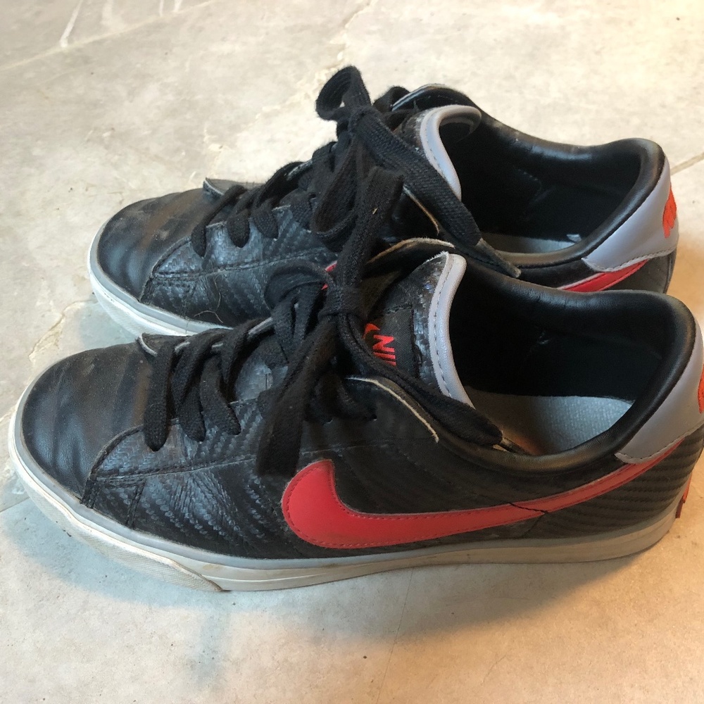 Leather Black and Red Nike Shoes